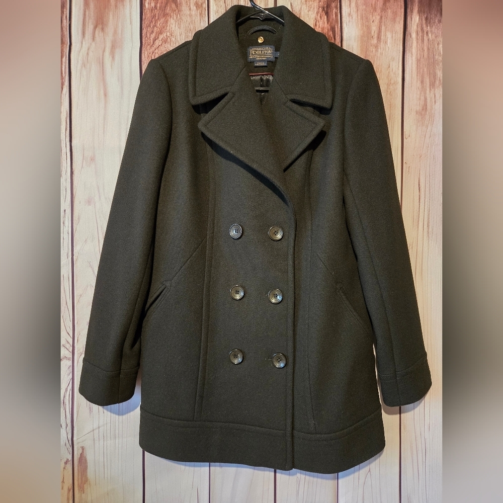 Pendleton Double-Breasted Dark Green Pea Coat Wom… - image 1